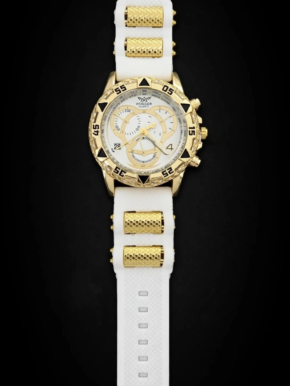 Gold and White Men's Chronograph Watch